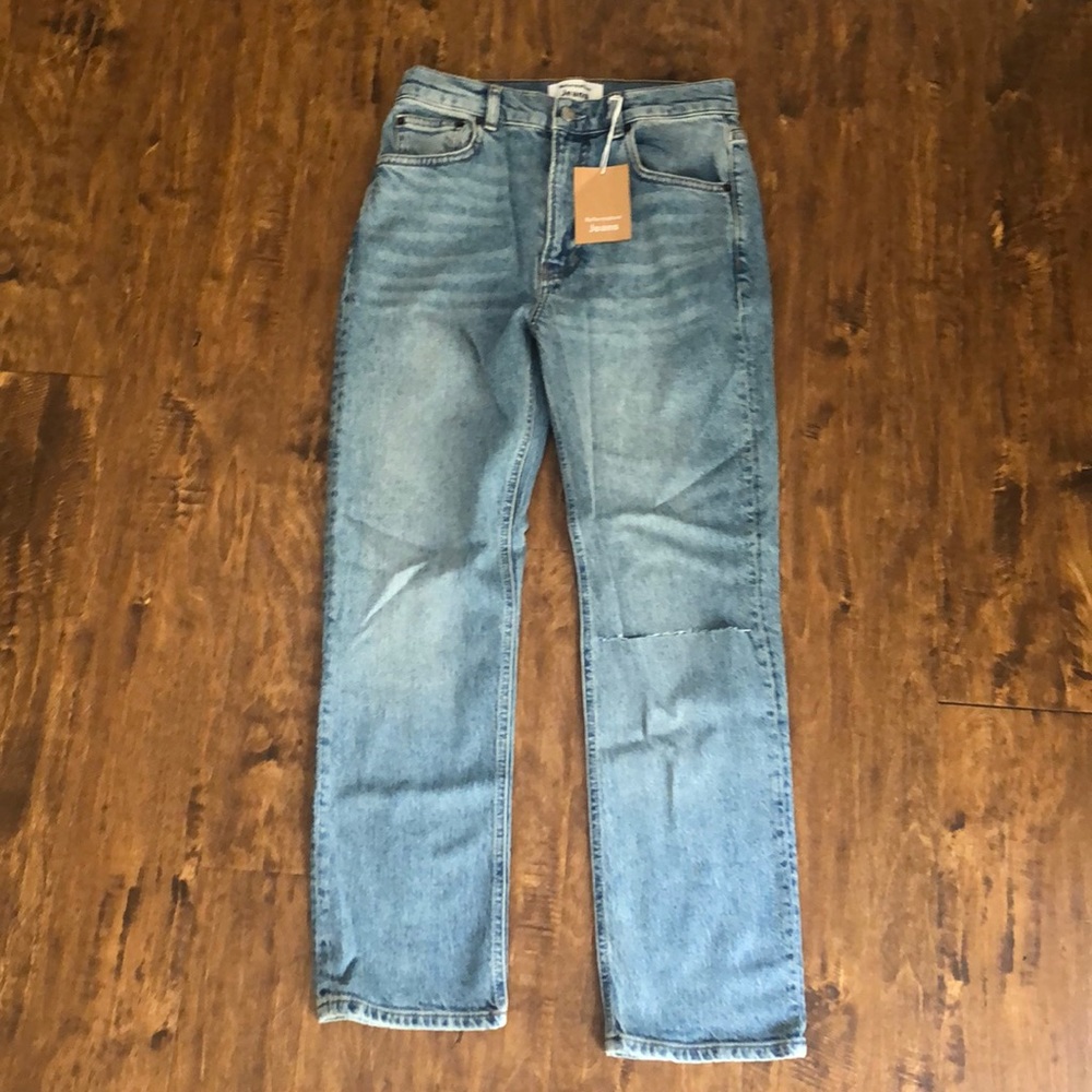 Reformation Liza High Rise Straight Cropped Jeans Wash: Montego Destroyed